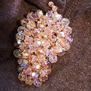 Vintage Mid Century Trembler Cha Cha Aurora Borealis Crystals & Rhinestone Pin